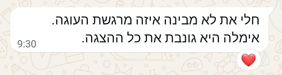 צילום מסך של ההודעה מהלקוחה